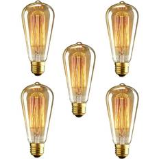 Perfet 5 pcs E26/E27 40W ST64 Dimmable Edison Decorative Bulb Warm White