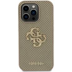 Guess PU Perforated 4G Glitter Metal Logo-fodral för iPhone 14 Pro Max Gold