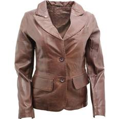 3XL Blazers Infinity Leather Infinity Leather Womens Blazer Jacket-Seregno Brown