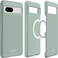 Tudia TUDIA MergeGrip designat för Google Pixel 7a fodral 2023, [MagSafe-kompatibel] militärkvalitet smal dubbelt lager upphöjd kant halkfri magnetisk [inbyggd magnet] telefonfodral grön lilja