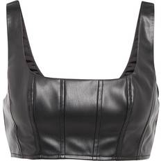 Leder Tanktops Staud Black Cropped Wells Faux-Leather Tank Top Black