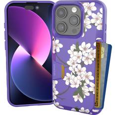 Purple Wallet Cases Smartish Schutzhülle für iPhone 15 Pro – Wallet Slayer Vol. 1 [schlank schützend] Kreditkartenetui – sehr Kirschblüte