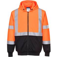 Work Tops Portwest Mens Two Tone Hi-Vis Safety Full Zip Hoodie Black/Orange/Multicolour