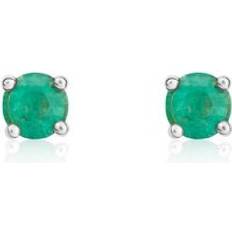 9 carati Orecchini 9ct Yellow Gold Emerald 4mm Round Claw Set Stud Earrings