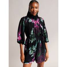 Ted Baker Jumpsuits & Overalls Ted Baker Womens Black High-neck Floral-appliqué Woven Playsuit