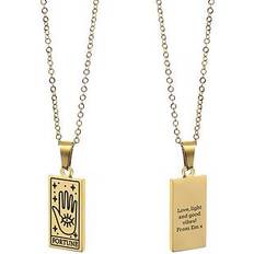 Treat Republic Personalised Fortune Tarot Card Necklace, Gold, Women Gold