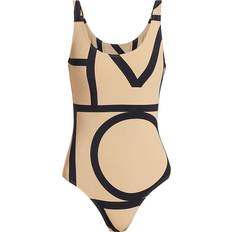 Swimsuits Toteme Off-White & Black Monogram One-Piece Swimsuit