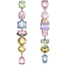 Swarovski Orecchini Swarovski Gema drop earrings, Asymmetrical design, Mixed cuts, Long, Multicoloured, Rhodium plated