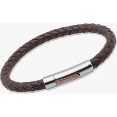 Unique Stainless Steel 21cm Brown Leather Bracelet B170DB-21CM