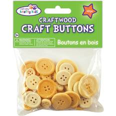 Buttons Natural Craftwood Assorted Craft Buttons 40/Pkg