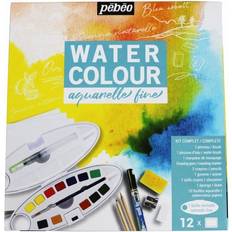 Pebeo Fine Watercolor Half Pan Set Value Set of 12, Half Pans, Oval Plastic Case