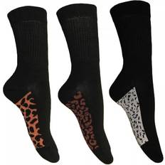 Leopard - Women Socks Simply Essentials Womens/Ladies Leopard Print Extra Wide Diabetic Socks Pack Of 3 Black