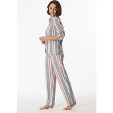 Damen - Flanell Unterwäsche Schiesser Pyjama lang Flanell Organic Cotton Streifen multicolor selected! premium