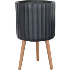 Pots, Plants & Cultivation Hortico Idealist Modern Ribbed Black Cylinder Planter With