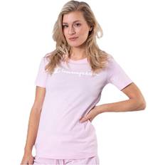 Champion Dame T-skjorter Champion Crewneck T-Shirt Pink, Female, Tøj, T-shirt, Lyserød