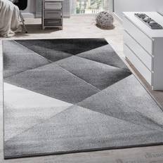 Tappeti Moderno Motivo Geometrico a Pelo Corto Grigio Nero Bianco Mélange 70x250 cm Nero