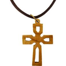 Green Necklaces Cross Celtic Cut Out Olive Wood Necklace