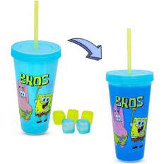 Plastica Bicchieri Silver Buffalo SpongeBob SquarePants "Bros" Color-Changing Tumbler Holds 24 Ounces Bicchiere