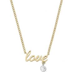 Fossil Sadie Love Notes Two-Tone Stainless Steel Station Necklace, Gold, Women Gold