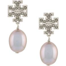 Tory Burch Earrings Tory Burch Kira Pavé Pearl Drop Earring Silver/Pearl