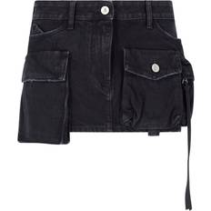 The Attico Black Fay Denim Miniskirt Black WAIST