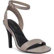 Beige - Schnürung Sandaletten Tommy Hilfiger Stiletto-Sandale aus Leder mit Knöchelriemen SMOOTH TAUPE