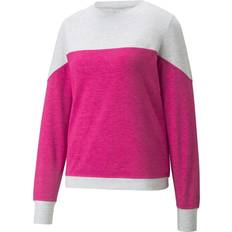 Golf - Women Sweaters Puma Golf Ladies Cloudspun Bloom Crewneck High Rise Heather/Festival Fuchsia Heather