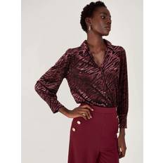 Zebra Blouses Monsoon Riley Velvet Zebra Shirt, Burgundy