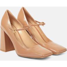 Block Heel - Leather Heels & Pumps Gianvito Rossi Beige Square Toe Heels Praline IT
