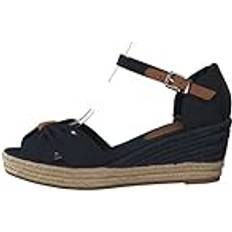 Tommy Hilfiger Blue Espadrilles Tommy Hilfiger Basic Opened Toe Mid Wedge - Desert Sky/Marrón/Negro