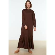 Braun - Langes Kleid Kleider Trendyol Collection Modest Kleid Braun Skater für Damen