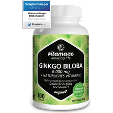 Vitamaze Ginkgo Biloba Capsules 6000 mg High Strength Vegan Gingko Biloba Extract 501