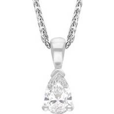 Femme - Or Blanc Breloques et Pendentifs 18ct White Gold Diamond GIA Certified Pear Cut Solitaire Pendant