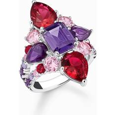 Lila Ringar Thomas Sabo Silver cocktail ring with red, pink and violet zirconia stones multicoloured TR2441-477-7-50