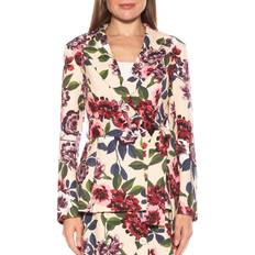 Florals - Women Blazers Alexia Admor Women's Olya Notch Lapel Belted Blazer Beige Floral