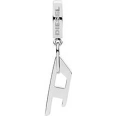 Men Earrings Diesel Men's Stainless Steel Semi-Precious Hoop Closure Earrings - Silver