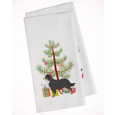 Polyester Kitchen Towels Caroline's Treasures Carolines Treasures BB2937WTKT Mountain Dog Merry Christmas Kitchen Towel White