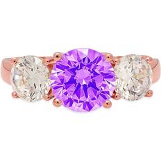 Rose Gold - Wedding Rings Clara Pucci Wedding Ring - Rose Gold/Amethyst/Transparent