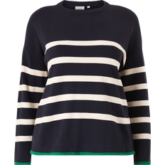 Dame - Vide Gensere Only Carmakoma Genser carAlberte LS Stripe O-neck Blå 46/48