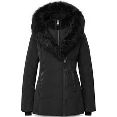 Women - XXS Jackets Mackage Adali Hooded Shearling Down Jacket - Black