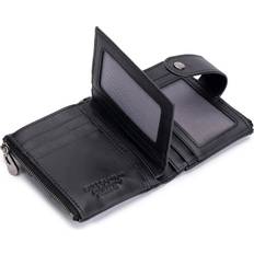 Tomtop Jms Men Vintage Cow Leather Wallet Card Holder Wallet Purse with Chain