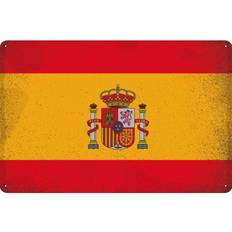 Blechschild 30x20 cm Flagge Spanien Vintage