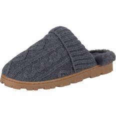 Soft Cable Knit Slippers with Indoor Outdoor Sole - Charcoal