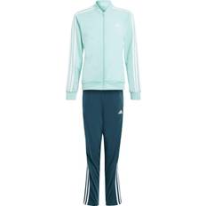 Adidas Pojkar Jackor Barnkläder adidas Essentials 3-ränder för flickor, Halvblixt Aqua/Vit, 13-14 År