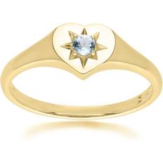 Safirer Ringar Gemondo ECFEW 'The Liberator' Blue Topaz Heart Ring in 9ct Yellow Gold