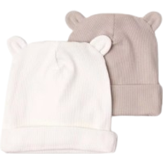 Babies Beanies Children's Clothing Lindex Ribbed Beanies with Ears - Light Dusty White