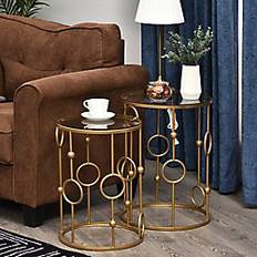 Homcom Round Nest Tempered Glass Coffee Table