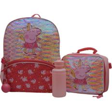 Peppa Pig Bags Peppa Pig Peppa Pig Girls Toddler 4 Piece Backpack Set for Preschool & Kindergarten, Flip Sequin Travel School Bag with Front Zip & Side Mesh Side Pockets, Insulated Lunch Box, Water Bottle, Squish Ball Dangle