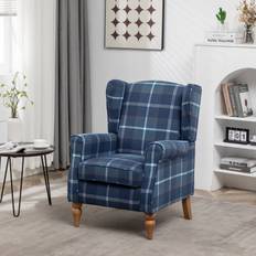 Furniture One Wingback Tartan Soft Padded Retro Check Leisure Armchair