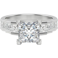 White Gold Rings Diamond nexus Cinderella Staircase Princess Cut Engagement Ring 1.50Ct - White Gold/Diamonds